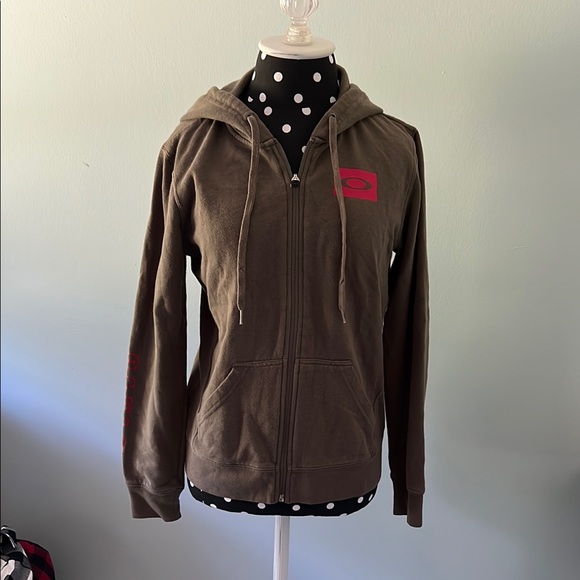 Oakley dark green Athletic Zip-Up Jacket - Picture 1 of 2